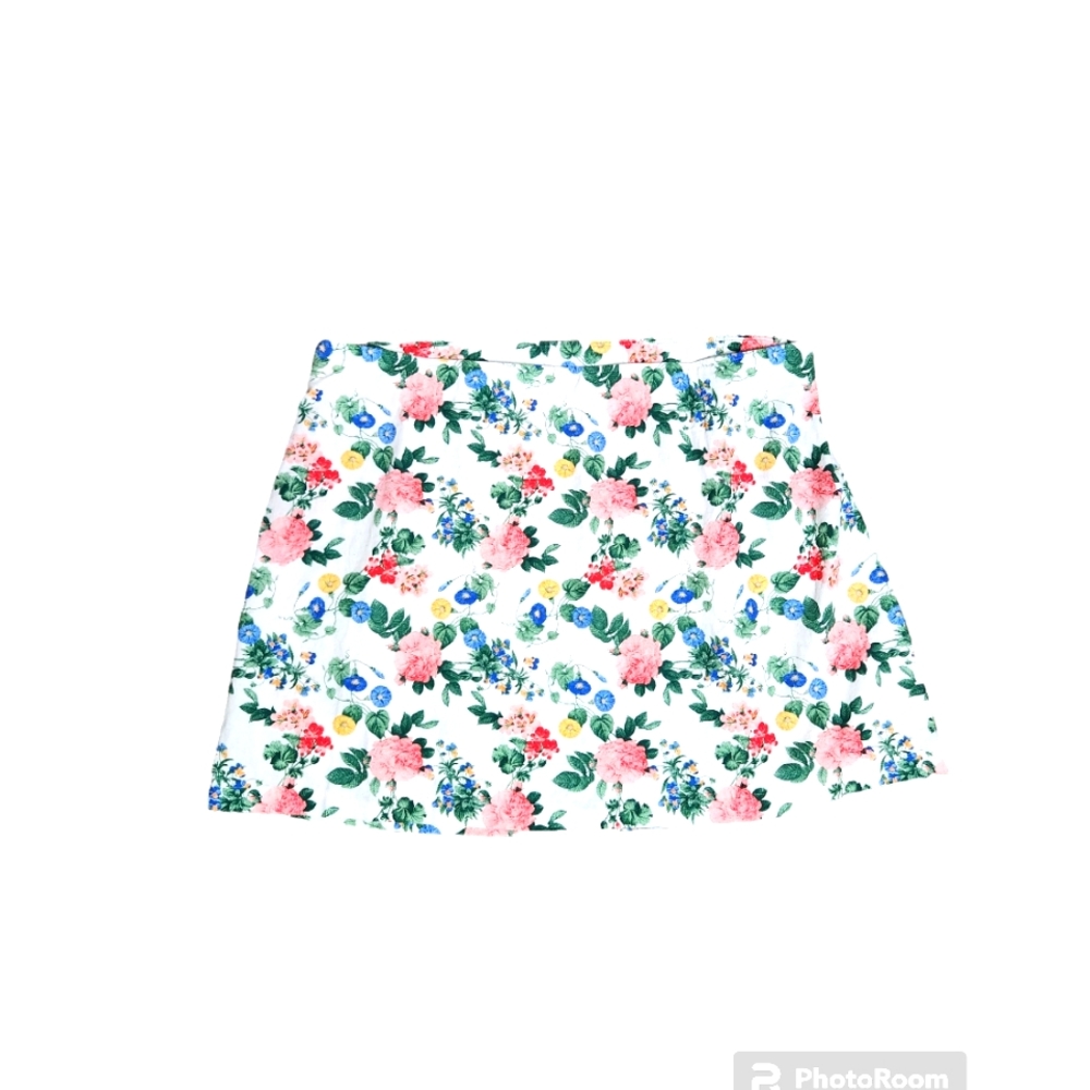 Floral Print White Women's Midi Skirt